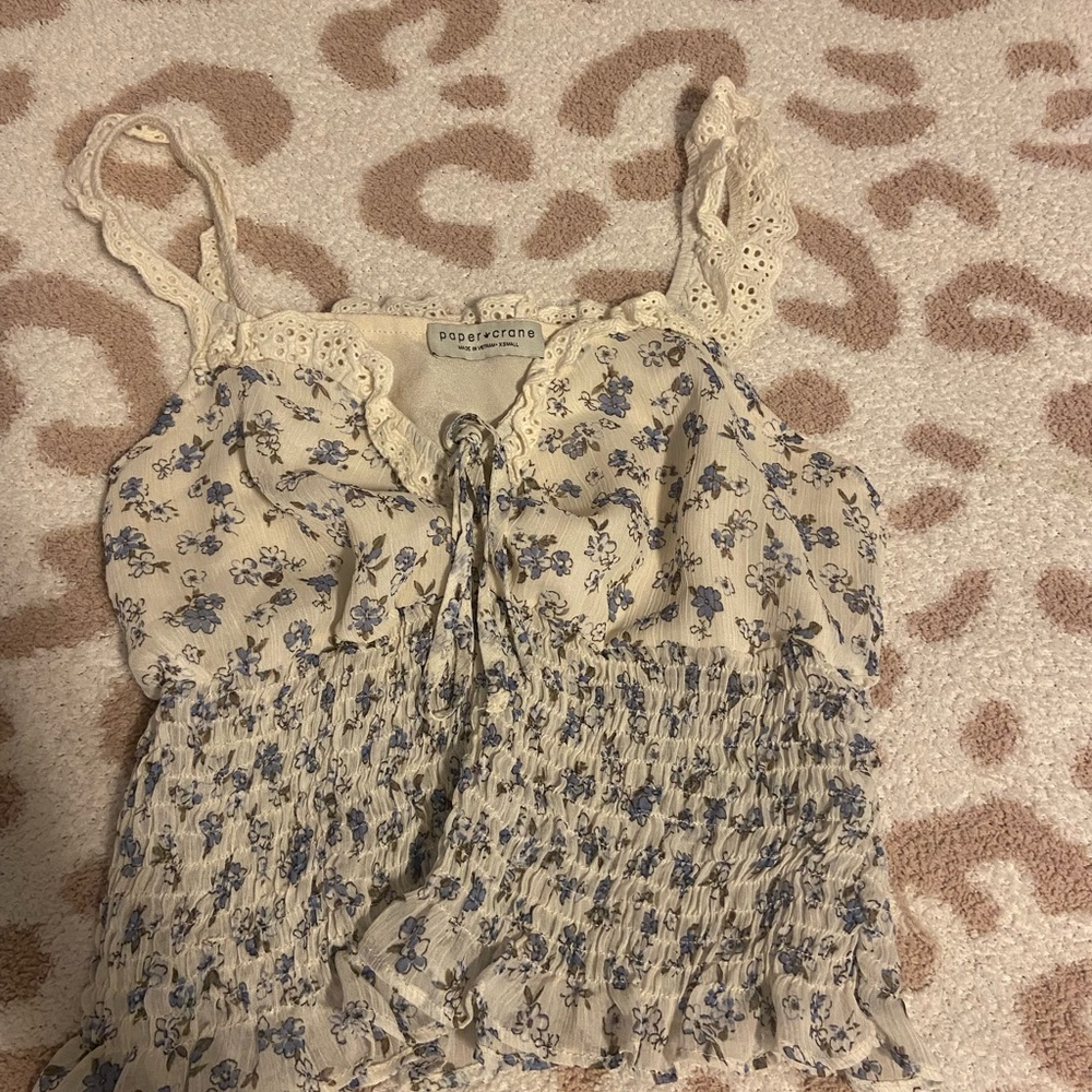 Paper Crane Cream and Blue Floral Camisole